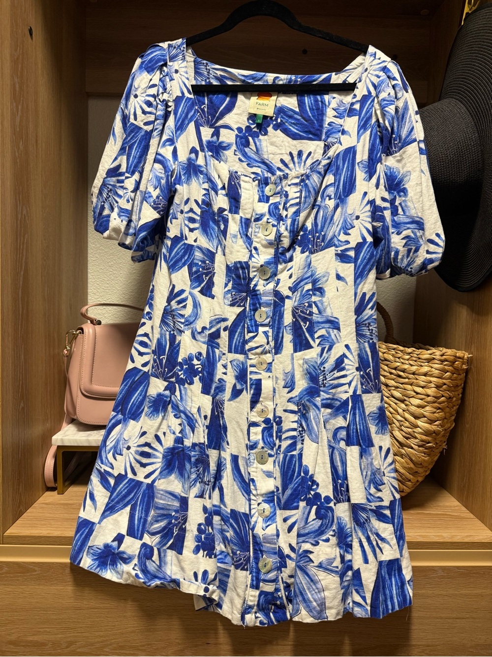 FARM Rio Blue & White Floral Mini Dress - Picture 3 of 5